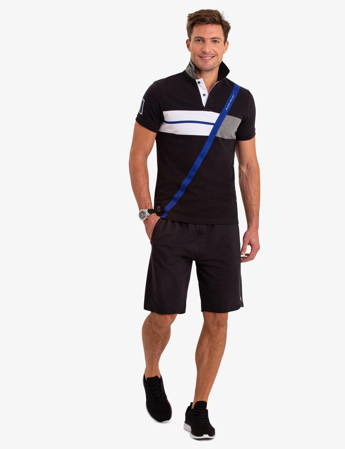 DIAGONAL COLORBLOCK POLO SHIRT