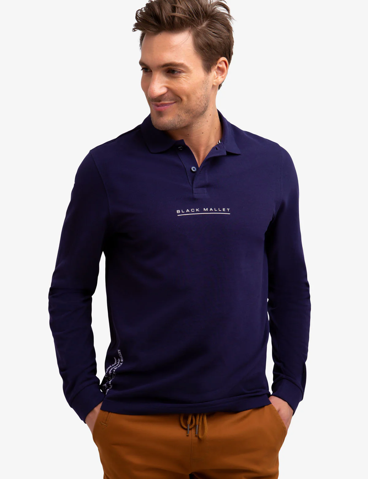 SOLID PIQUE LONG SLEEVE POLO SHIRT