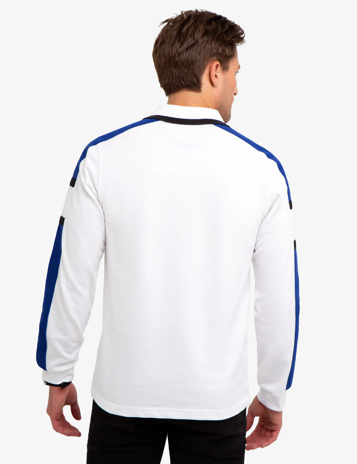 BLACK MALLET CHEST STRIPE LONG SLEEVE POLO SHIRT