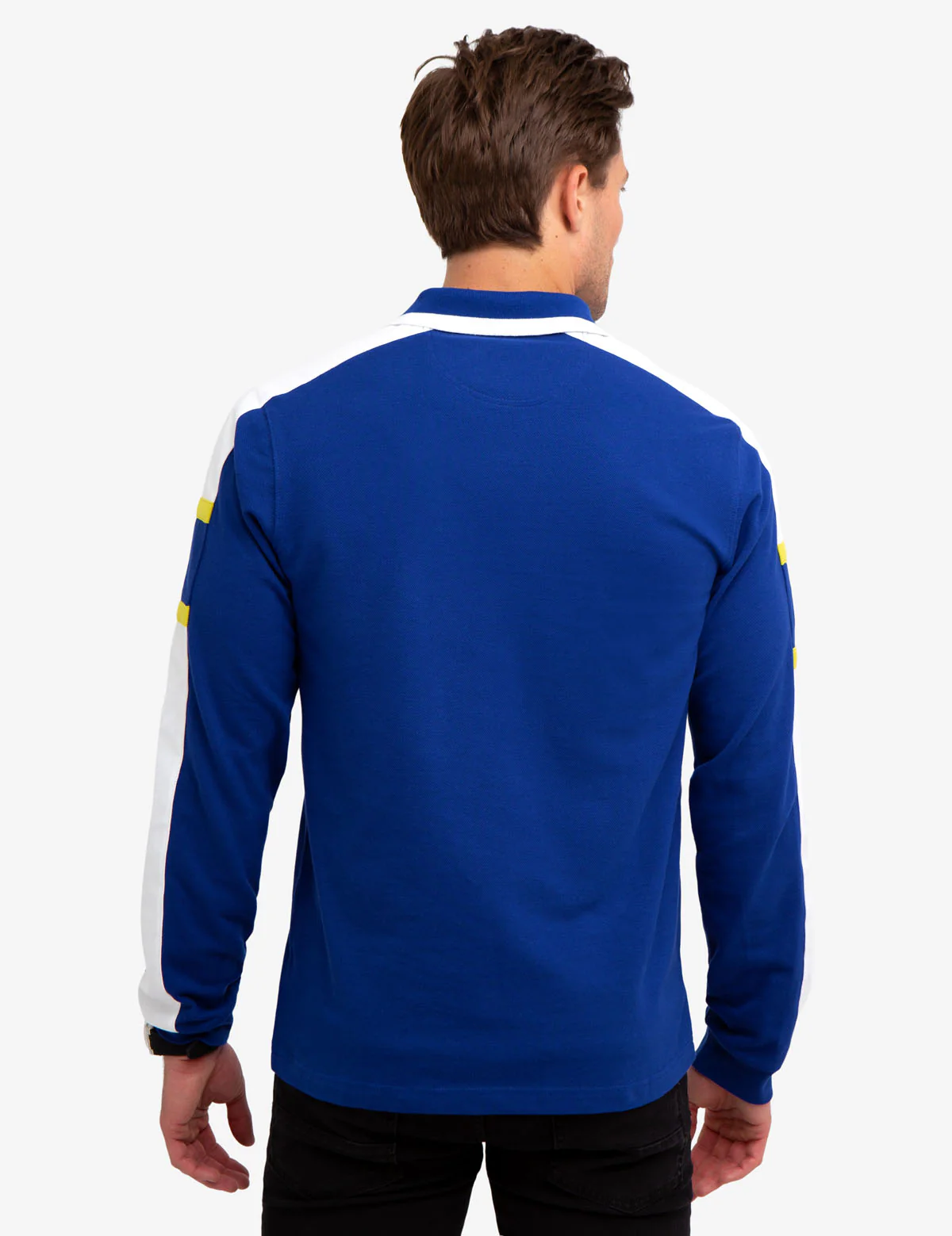 BLACK MALLET CHEST STRIPE LONG SLEEVE POLO SHIRT
