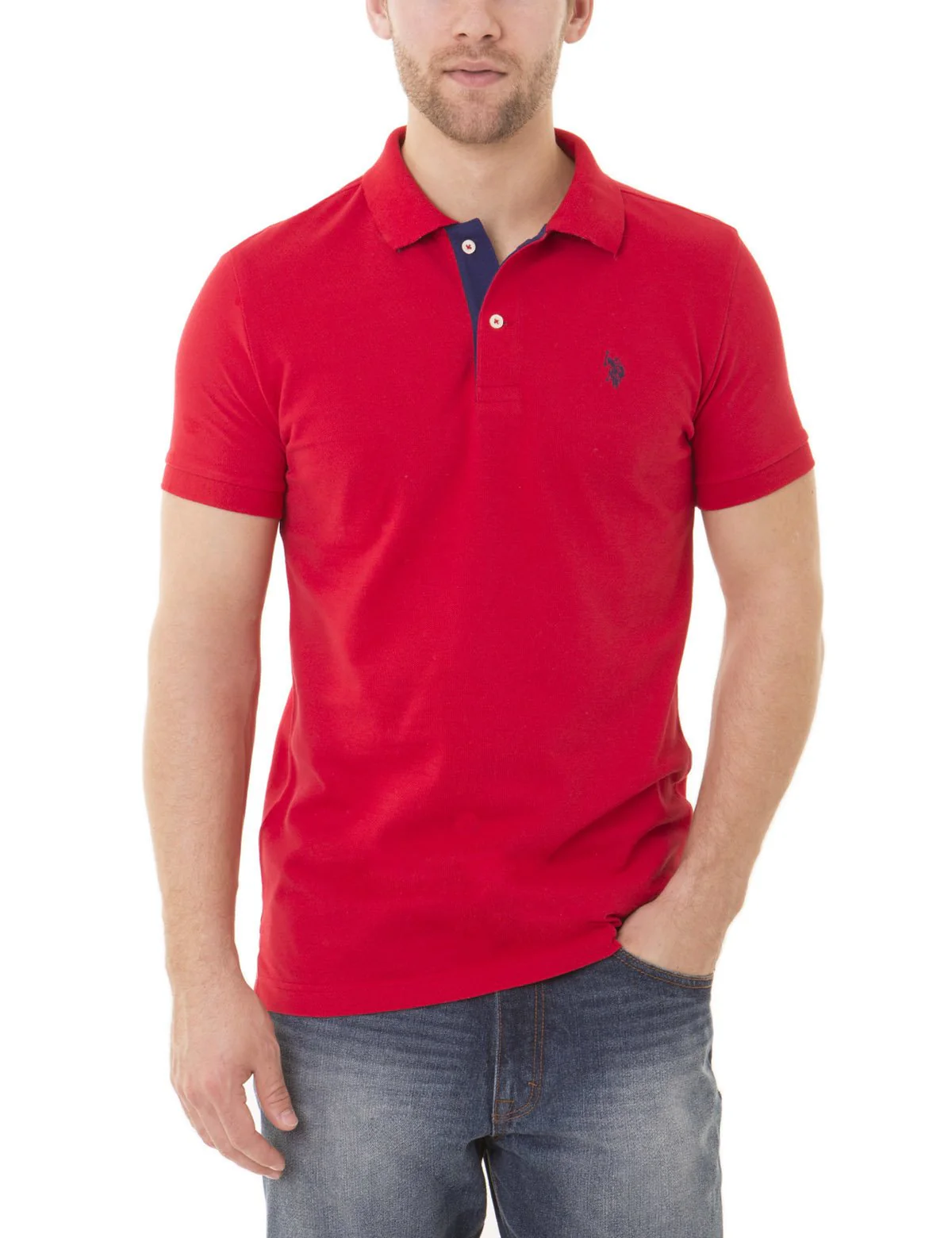 Slim Fit Pique Mesh Small Logo Polo Shirt