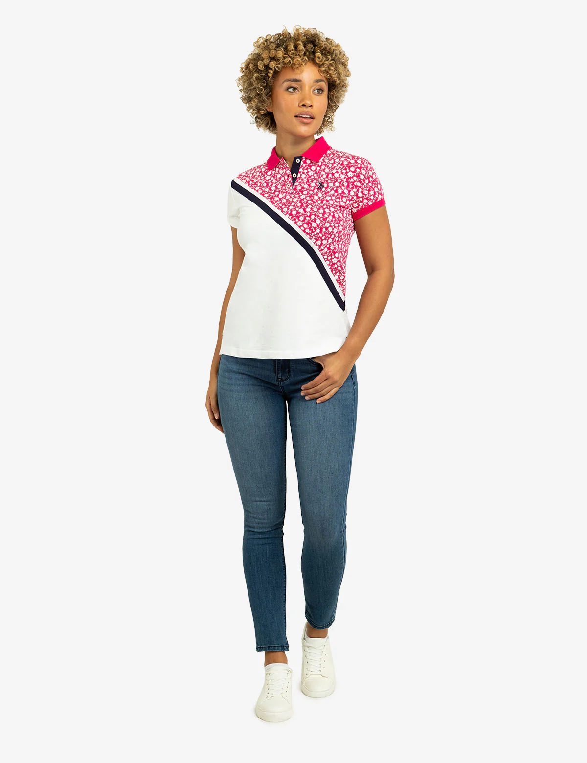 DITSY DIAGONAL COLORBLOCK POLO SHIRT