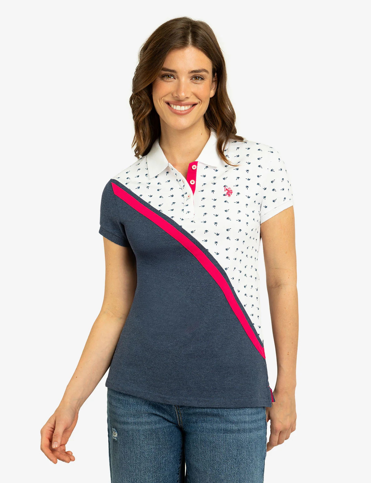 DITSY DIAGONAL COLORBLOCK POLO SHIRT