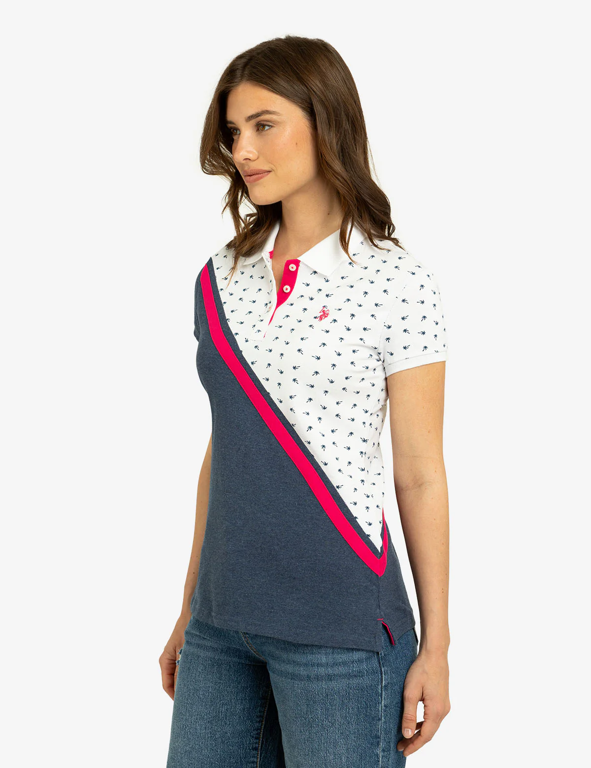 DITSY DIAGONAL COLORBLOCK POLO SHIRT