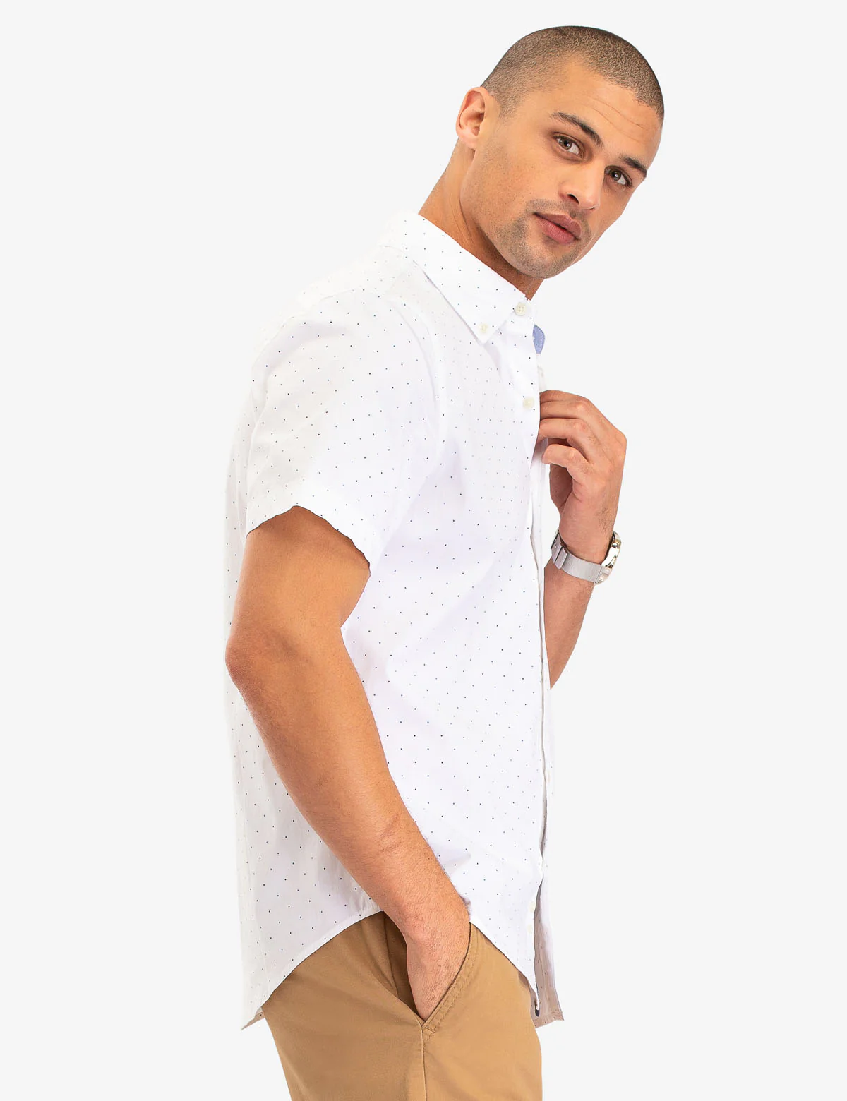 DOT PRINT POPLIN SHORT SLEEVE SHIRT