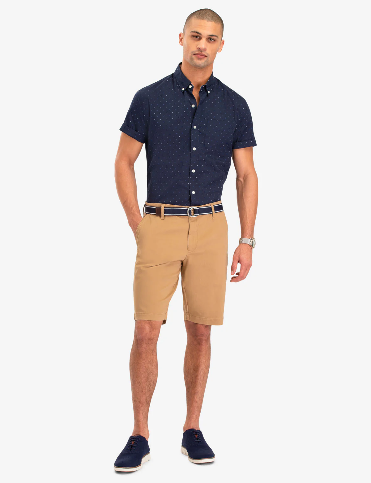 DOT PRINT POPLIN SHORT SLEEVE SHIRT