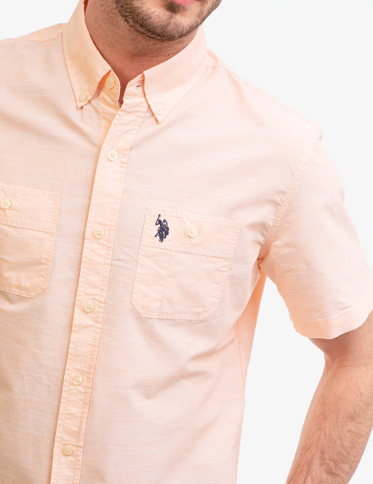 SHORT SLEEVE SLUB WOVEN SHIRT