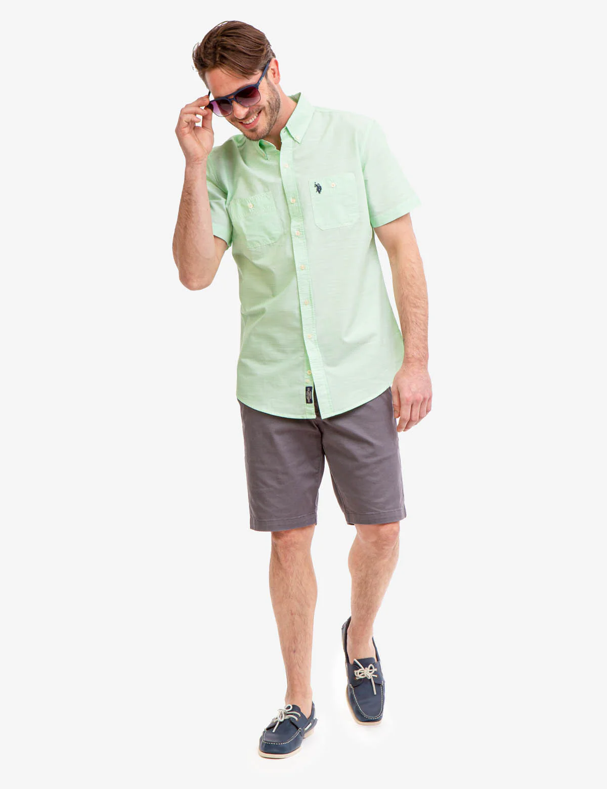 SHORT SLEEVE SLUB WOVEN SHIRT