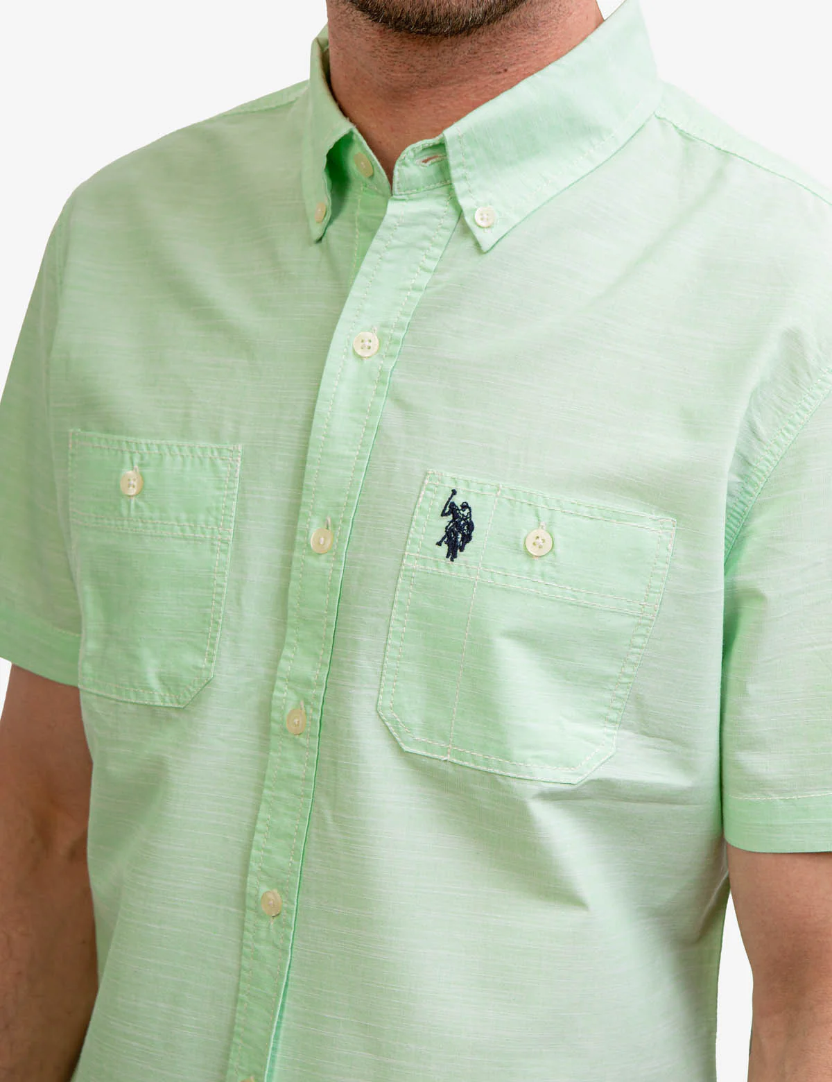 SHORT SLEEVE SLUB WOVEN SHIRT