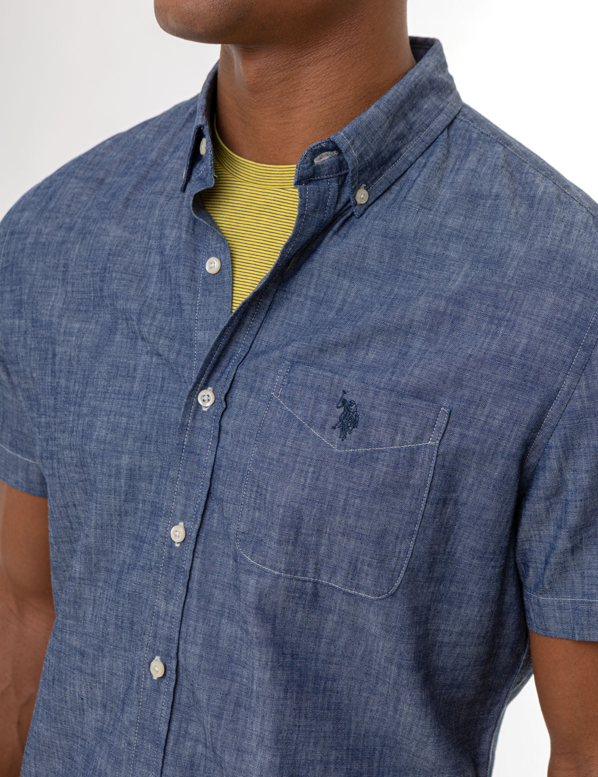 26494-short-sleeve-slub-chambray-woven-shirt-3.jpg SHORT SLEEVE SLUB CHAMBRAY WOVEN SHIRT