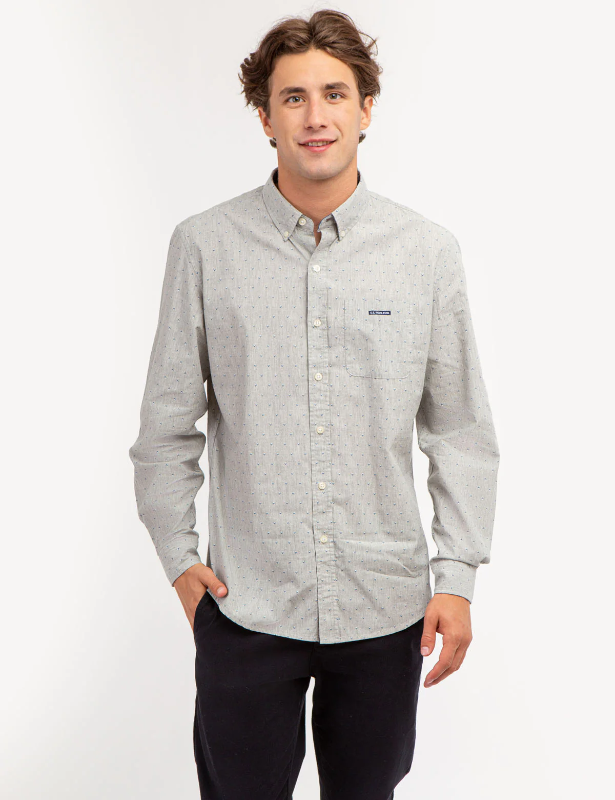26630-printed-yarn-dye-heathered-poplin-shirt-1.webp PRINTED YARN DYE HEATHERED POPLIN SHIRT