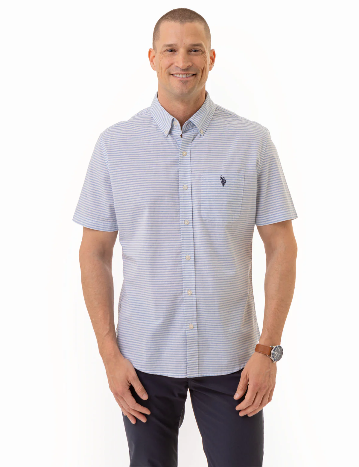 HEATHER POPLIN SHORT SLEEVE SHIRT WITH POCKET
