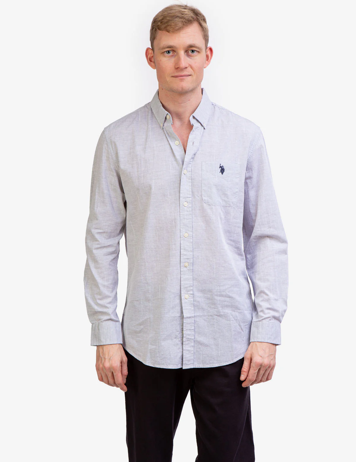 LONG SLEEVE HEATHER WOVEN SHIRT