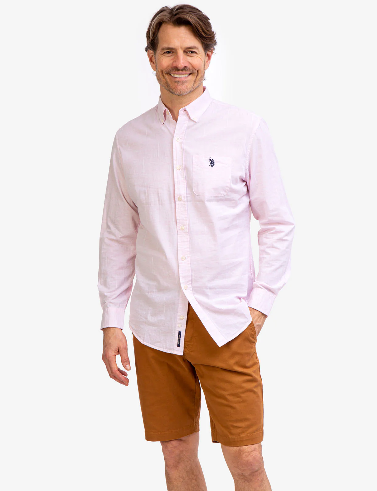 LONG SLEEVE HEATHER WOVEN SHIRT
