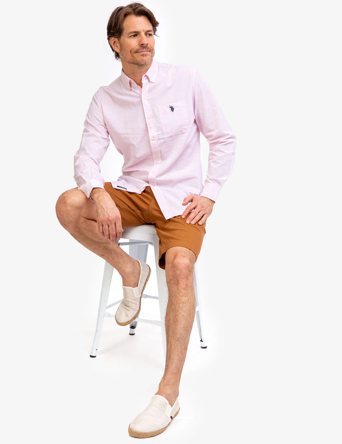 LONG SLEEVE HEATHER WOVEN SHIRT
