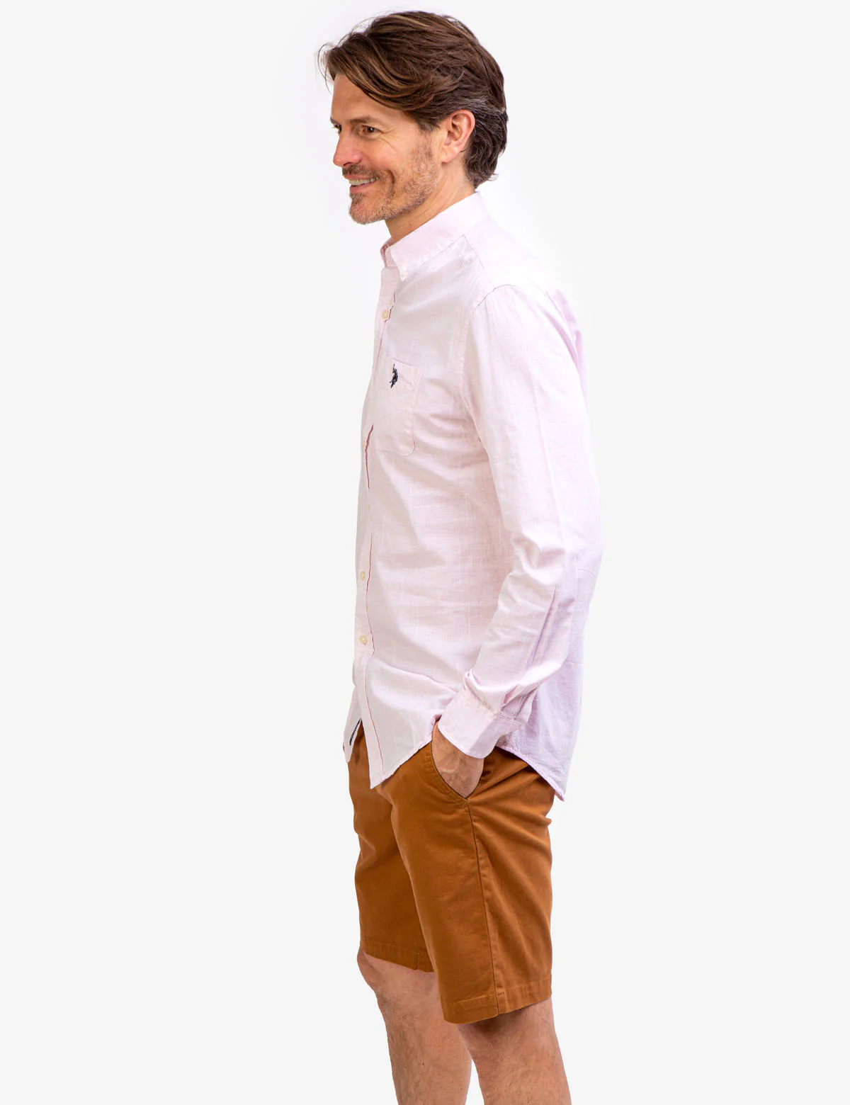 LONG SLEEVE HEATHER WOVEN SHIRT