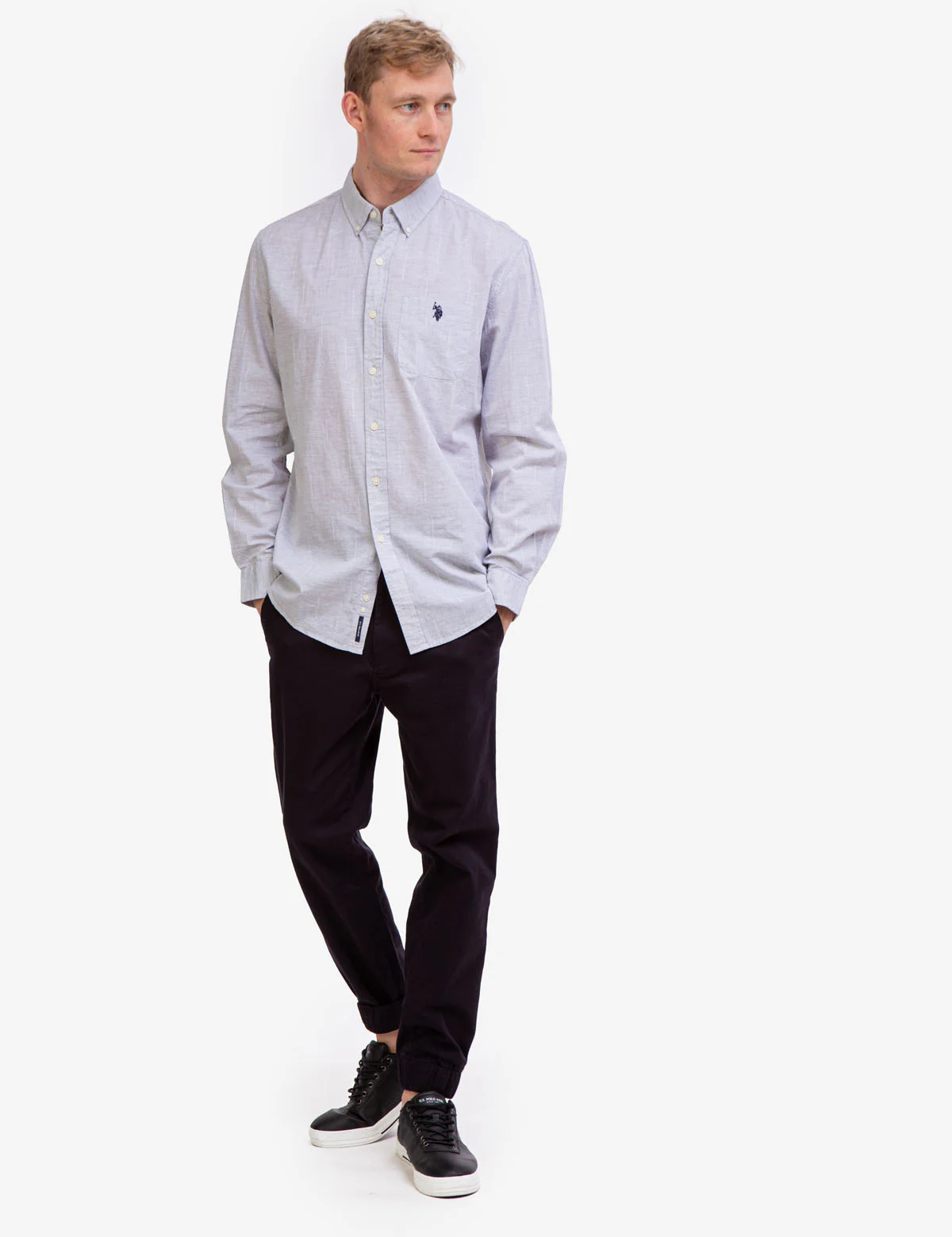 LONG SLEEVE HEATHER WOVEN SHIRT