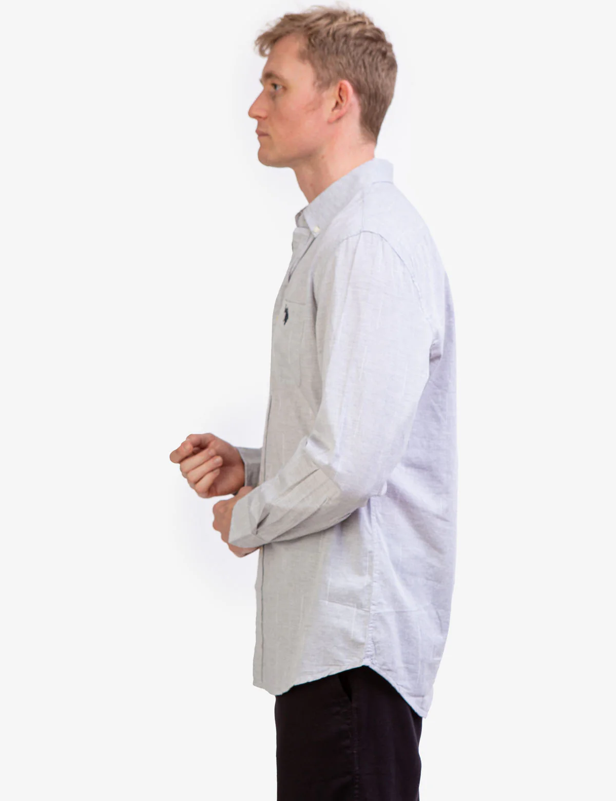 LONG SLEEVE HEATHER WOVEN SHIRT