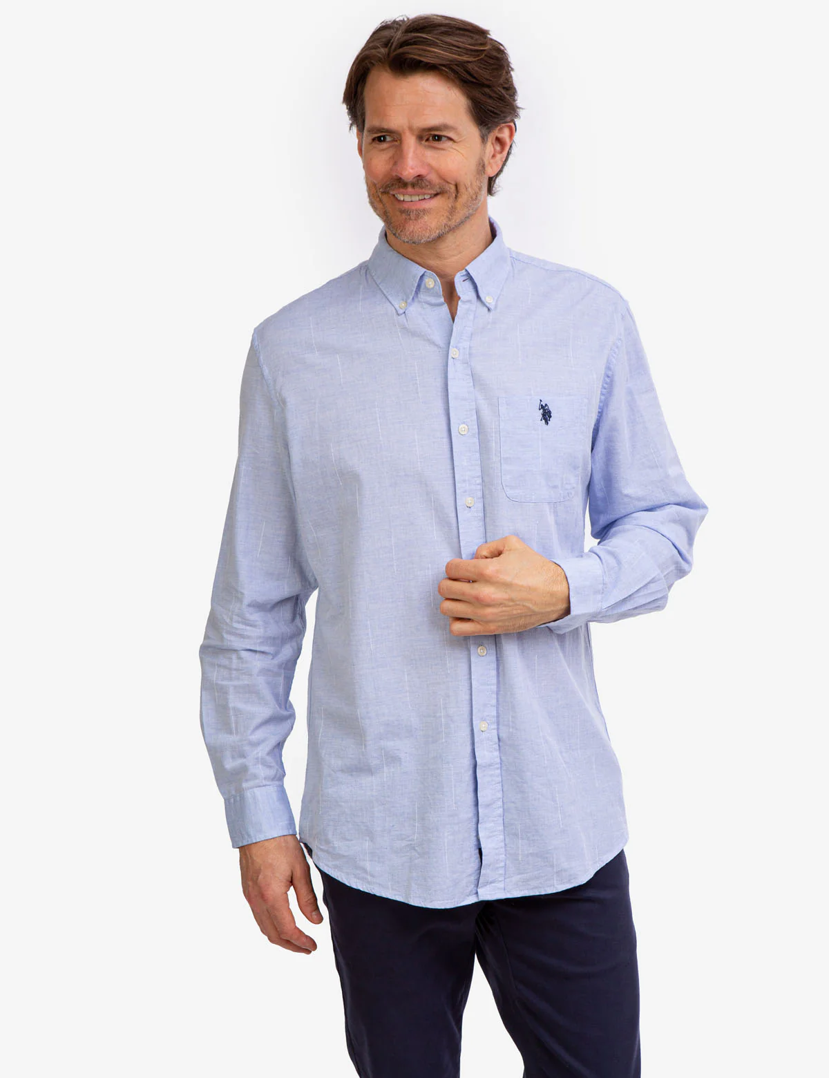 LONG SLEEVE HEATHER WOVEN SHIRT
