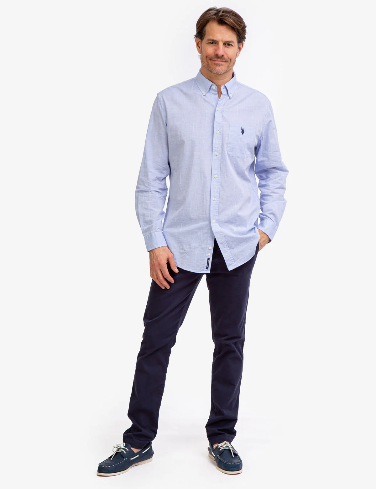 LONG SLEEVE HEATHER WOVEN SHIRT