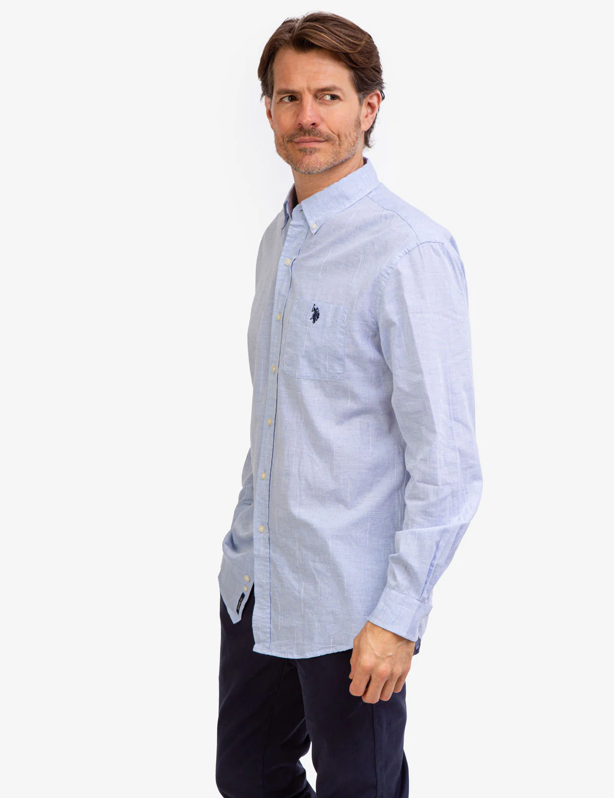 LONG SLEEVE HEATHER WOVEN SHIRT
