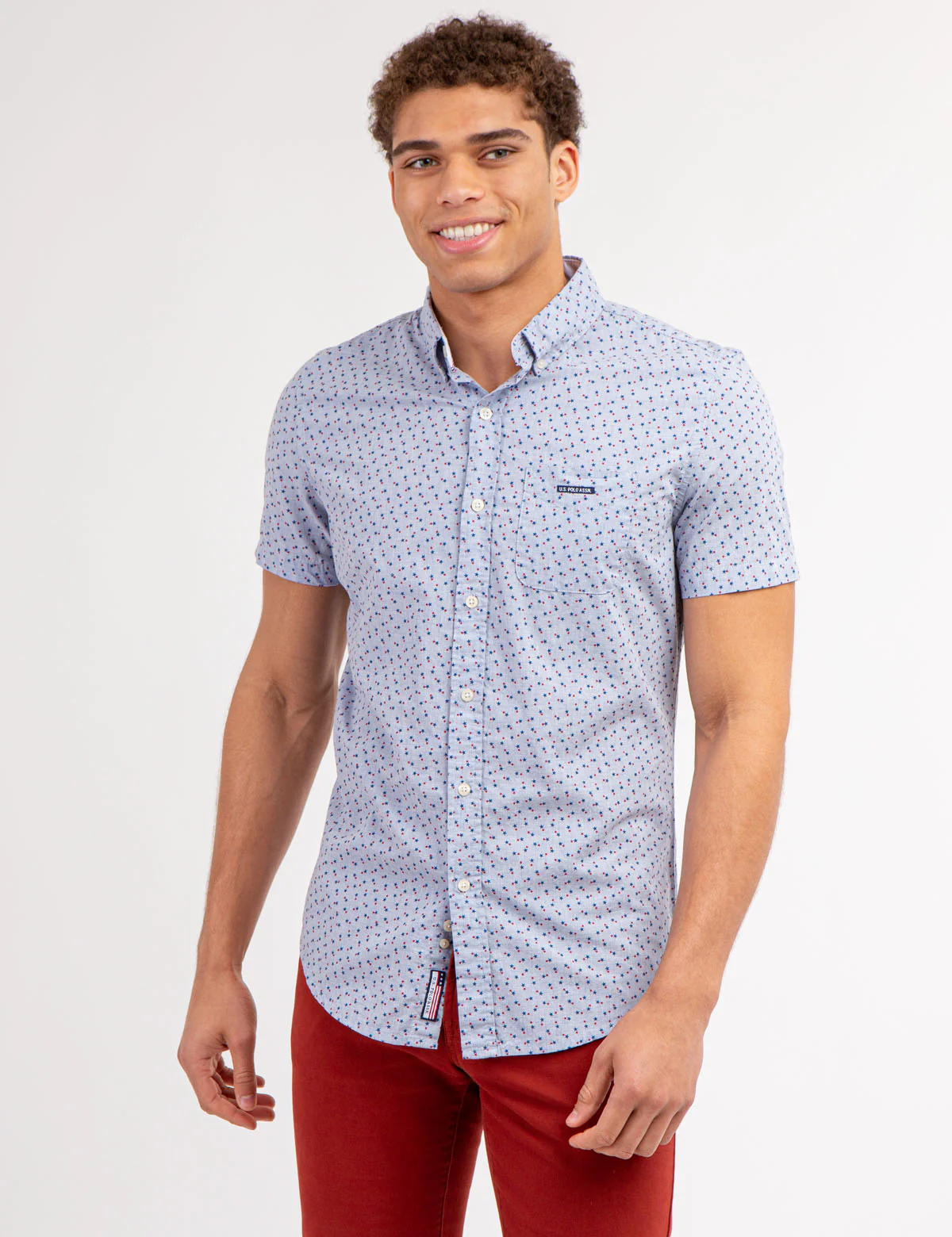 27093-star-print-poplin-short-sleeve-shirt-with-pocket-1.webp STAR PRINT POPLIN SHORT SLEEVE SHIRT WITH POCKET