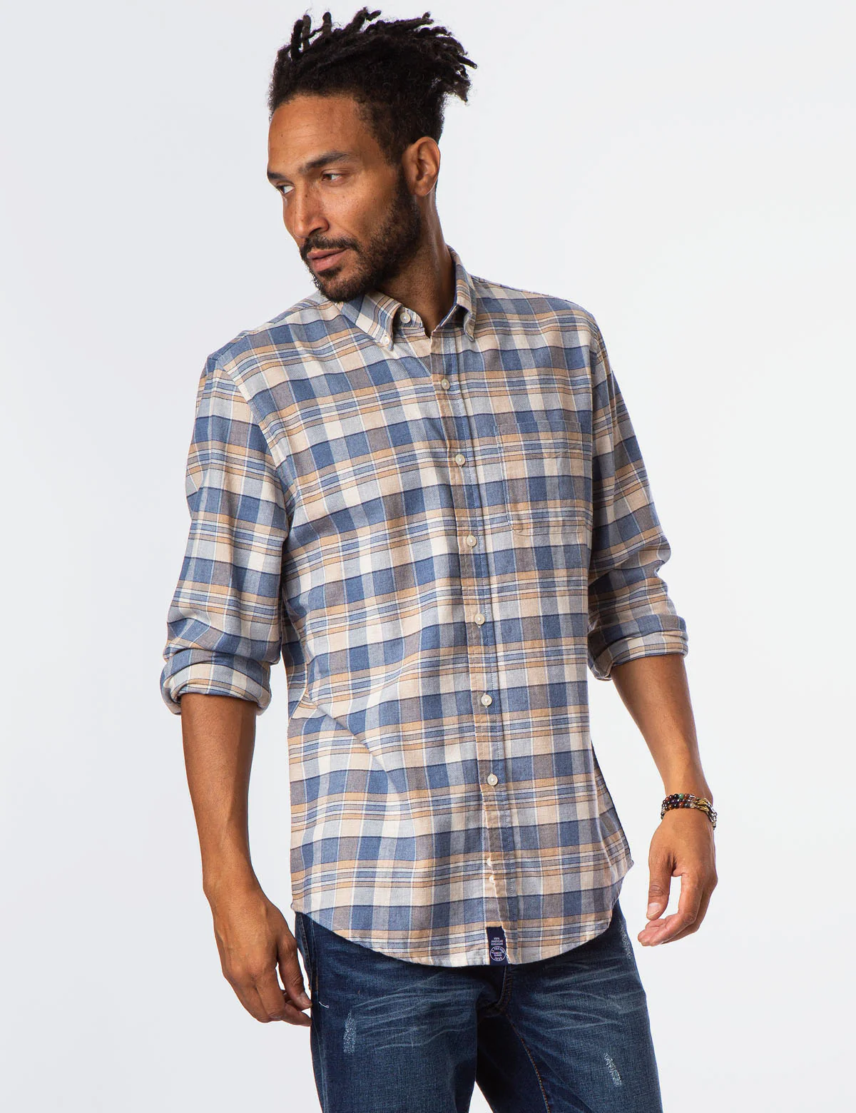 HEATHERED CANVAS PLAID SHIRT