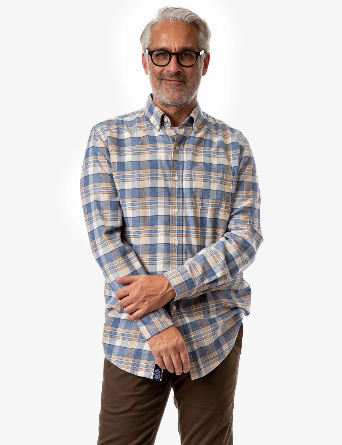 HEATHERED CANVAS PLAID SHIRT