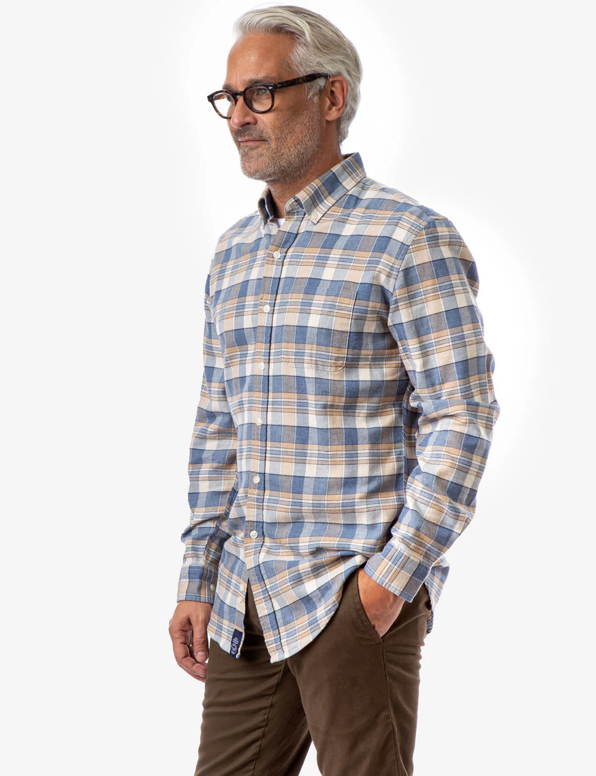 HEATHERED CANVAS PLAID SHIRT
