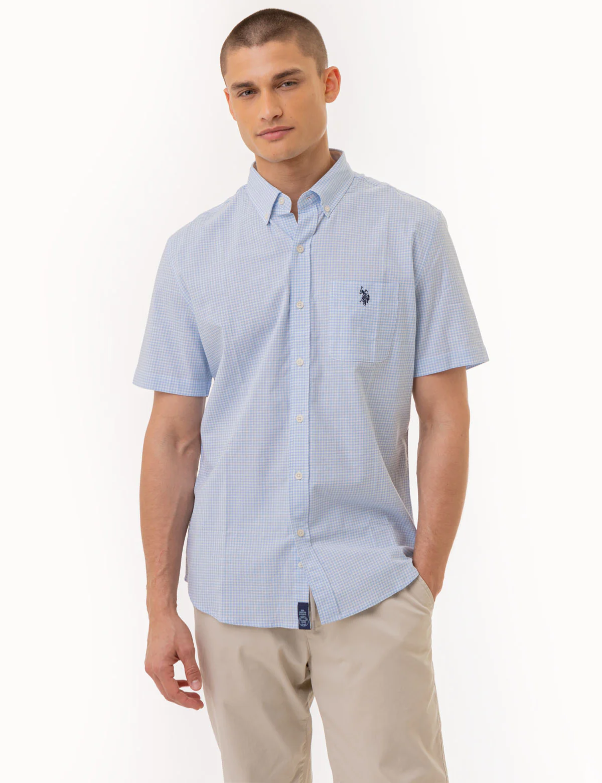 27203-short-sleeve-gingham-shirt-with-pocket-1.webp SHORT SLEEVE GINGHAM SHIRT WITH POCKET