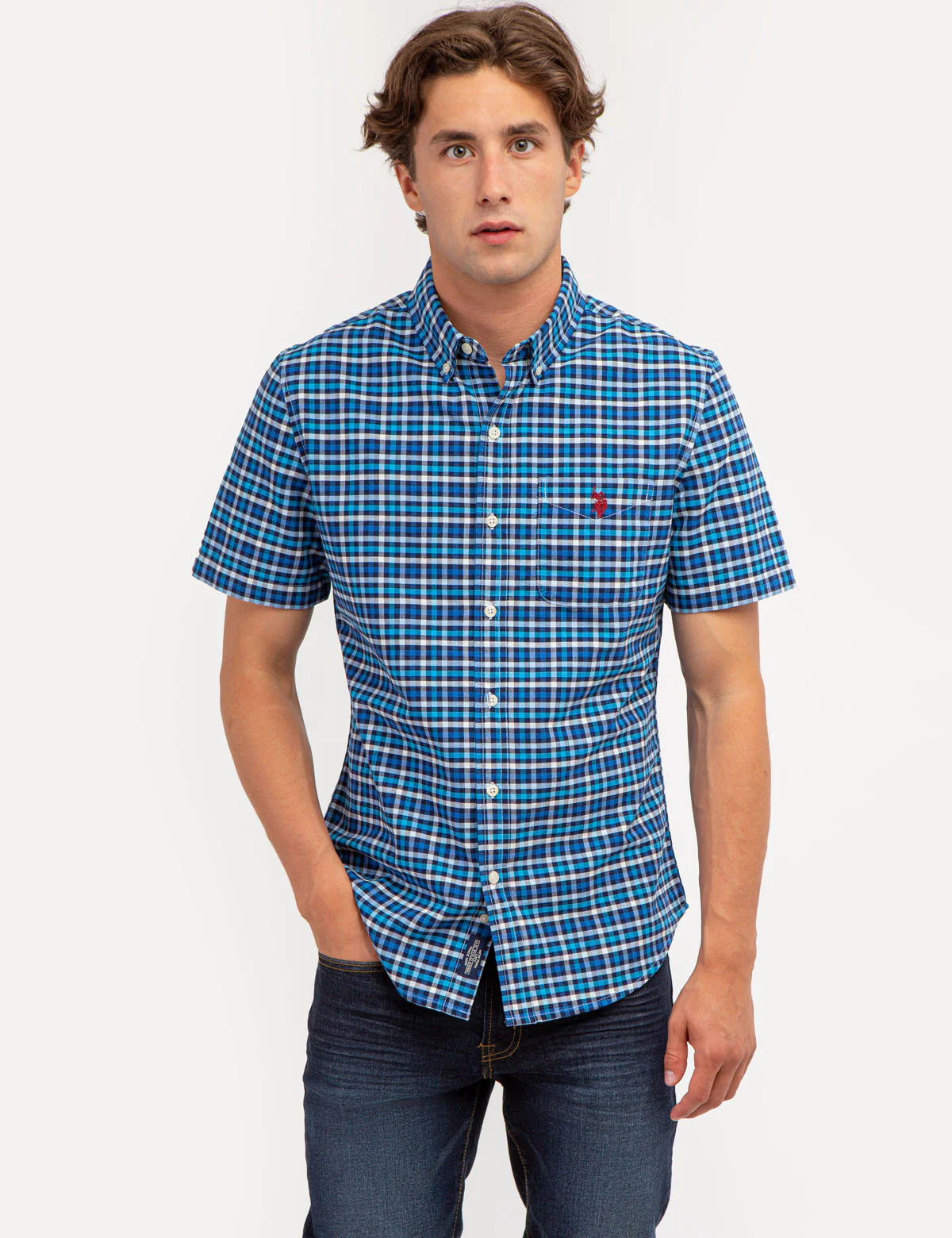 27529-yarn-dye-plaid-short-sleeve-oxford-shirt-1.webp YARN DYE PLAID SHORT SLEEVE OXFORD SHIRT