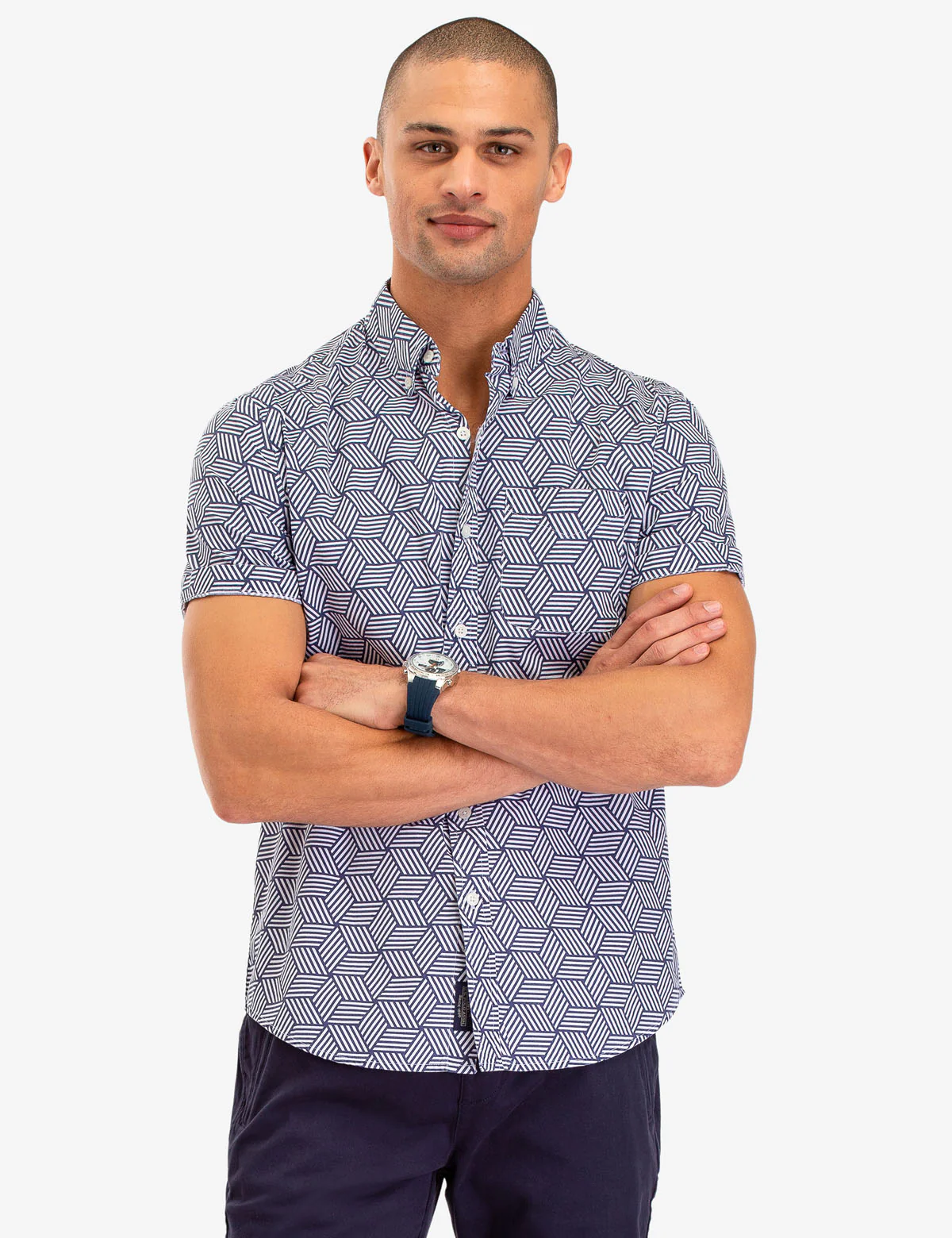GEOMETRIC PRINT SHORT SLEEVE SHIRT