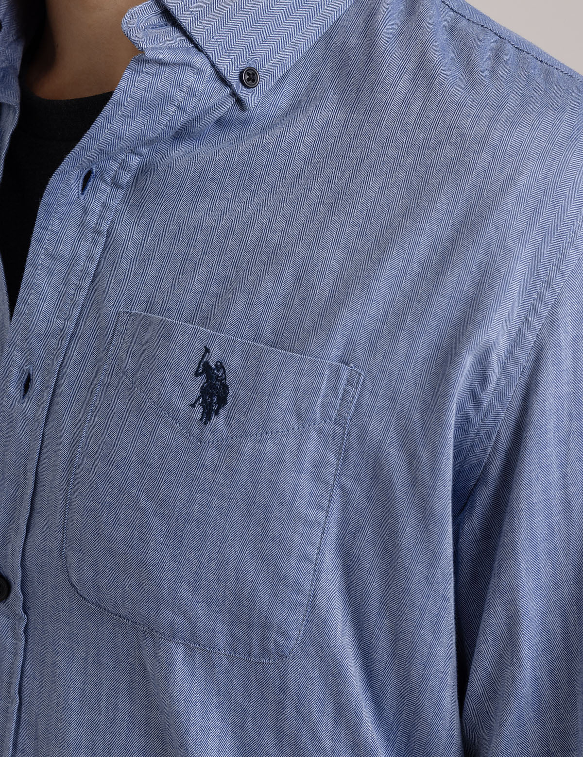 COTTON HERRINGBONE TWILL LONG SLEEVE SHIRT