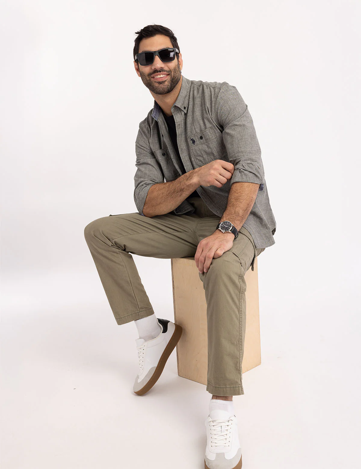 COTTON CANVAS LONG SLEEVE SHIRT