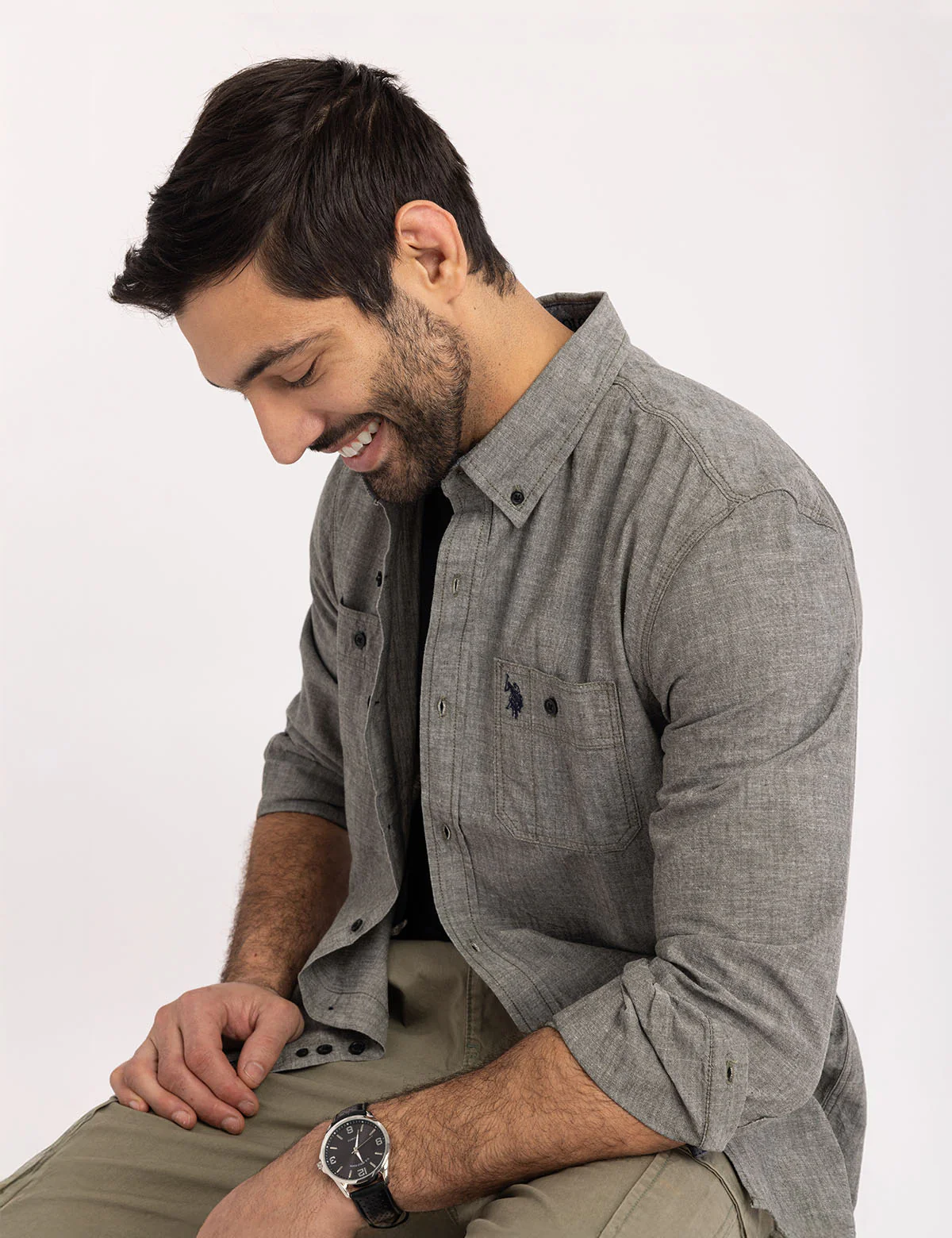 COTTON CANVAS LONG SLEEVE SHIRT