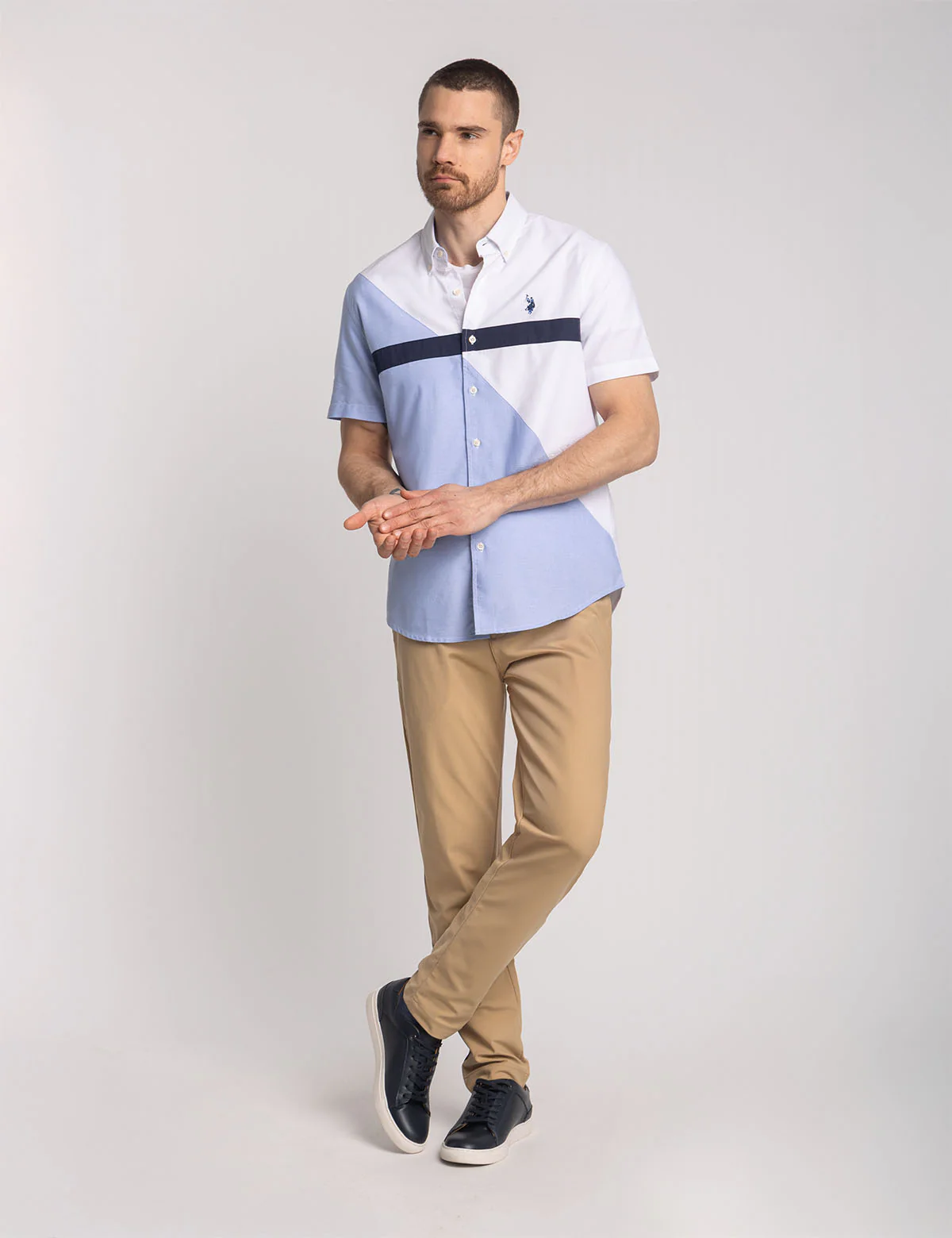 SHORT SLEEVE DIAGONAL OXFORD SHIRT
