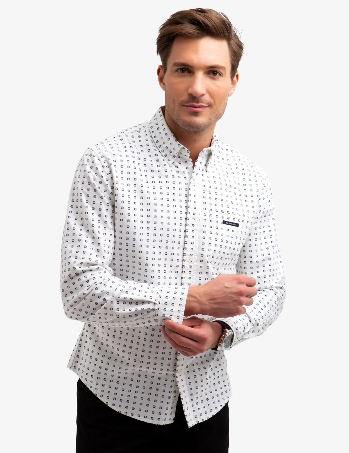 27822-no-tuck-geometric-print-oxford-shirt-1.webp NO-TUCK GEOMETRIC PRINT OXFORD SHIRT.