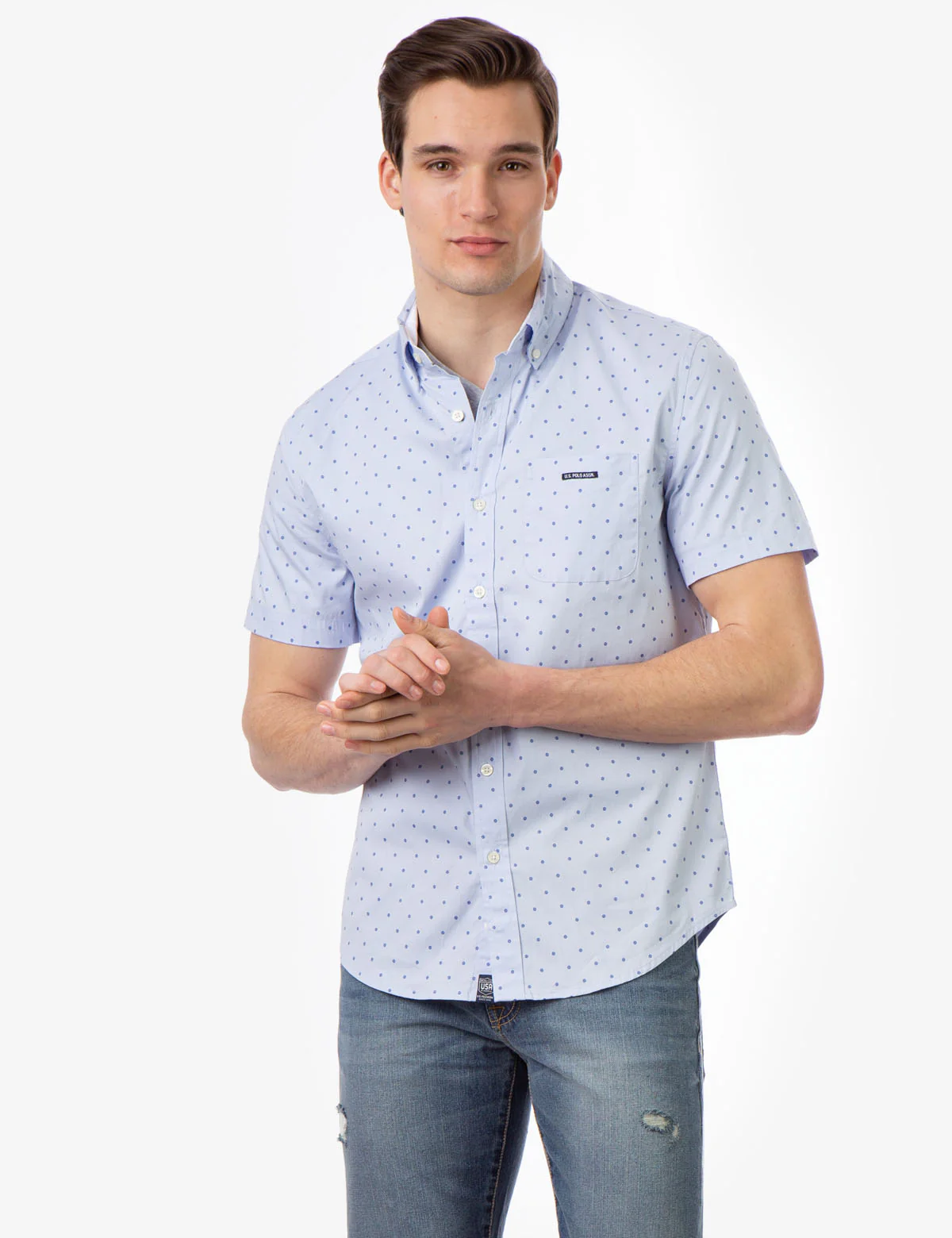 27963-slim-fit-dot-pattern-short-sleeve-shirt-1.webp SLIM FIT DOT PATTERN SHORT SLEEVE SHIRT