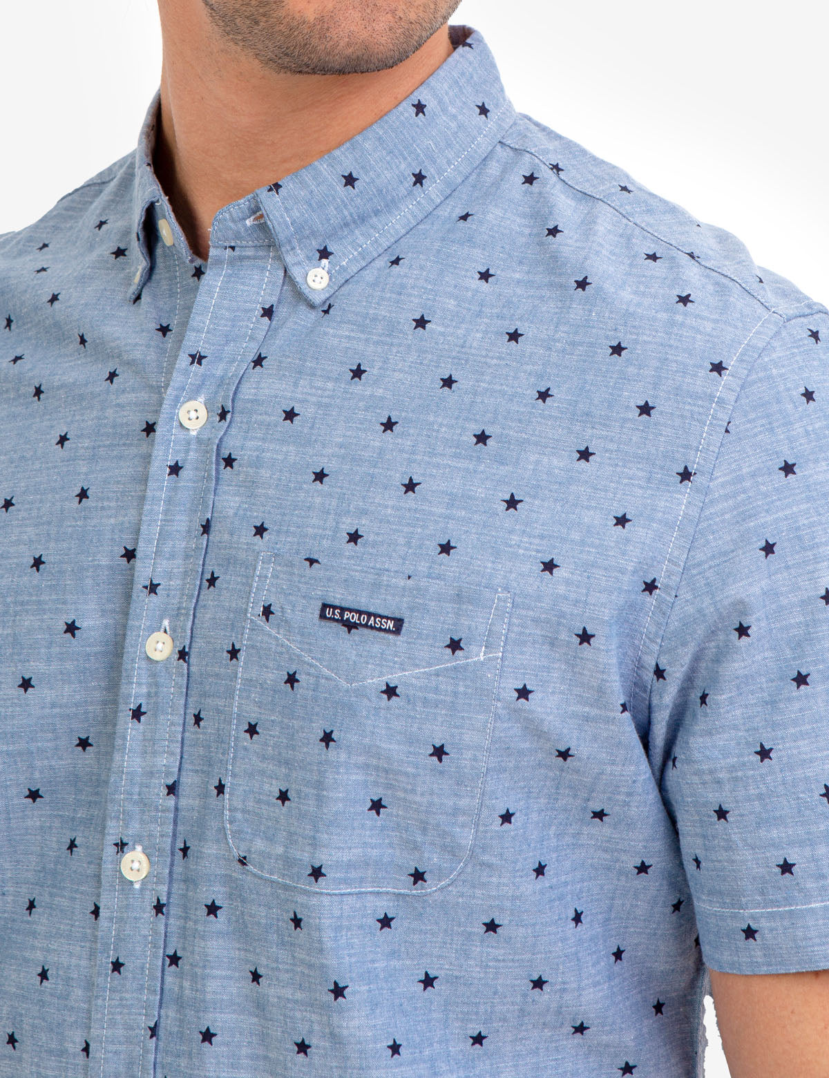 28100-star-print-slub-canvas-shirt-2.jpg STAR PRINT SLUB CANVAS SHIRT