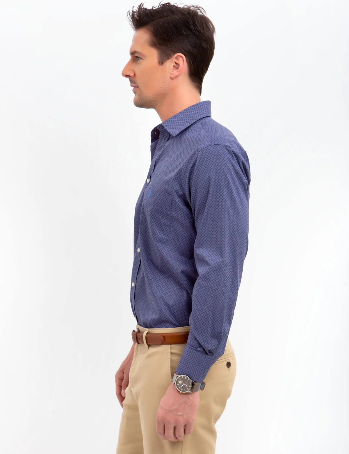 SPREAD COLLAR PRINTED DRESS SHIRT