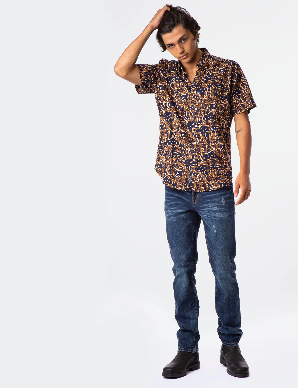 PRINTED POPLIN SHORT SLEEVE SHIRT