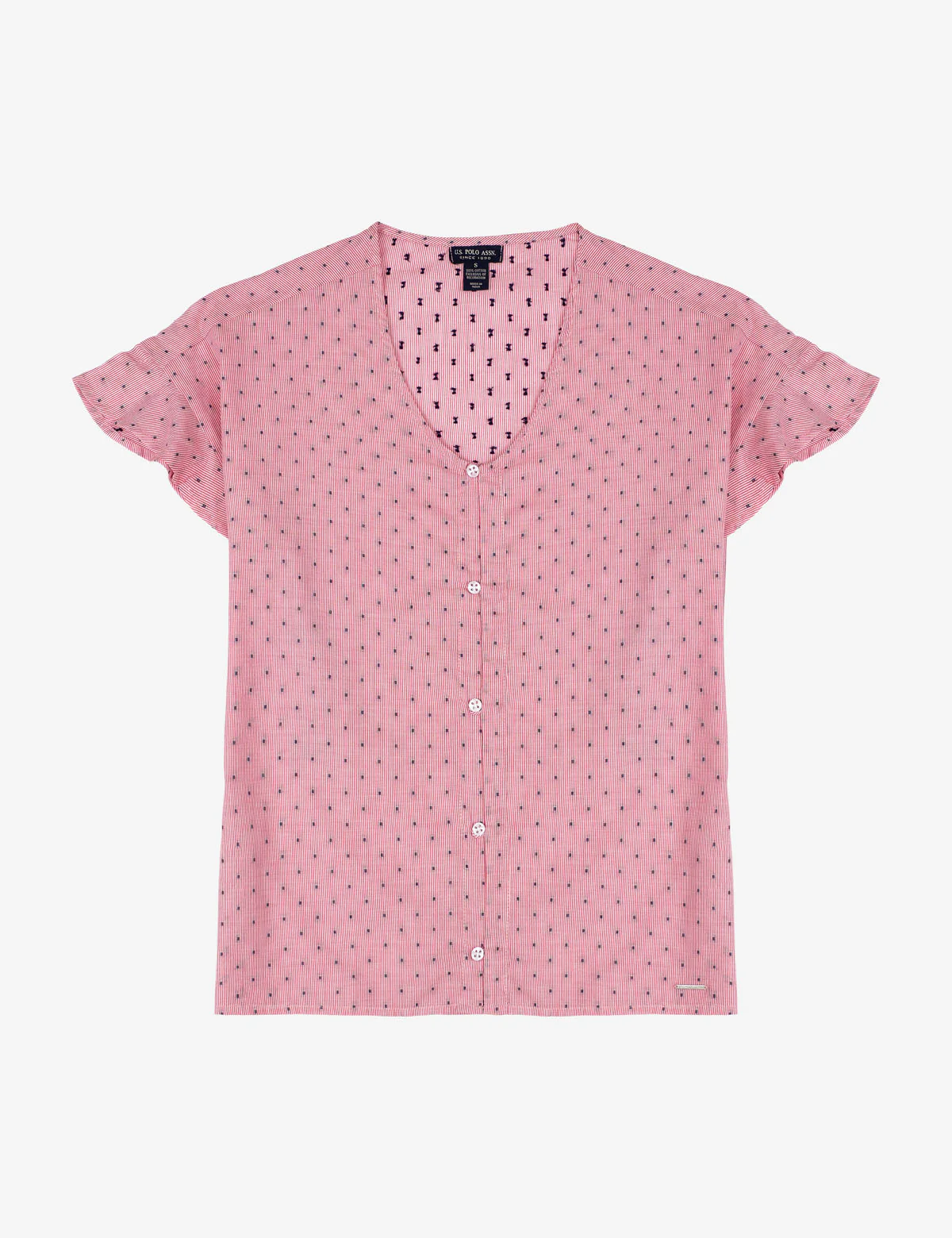 28416-ruffle-sleeve-dot-print-top-1.webp RUFFLE SLEEVE DOT PRINT TOP