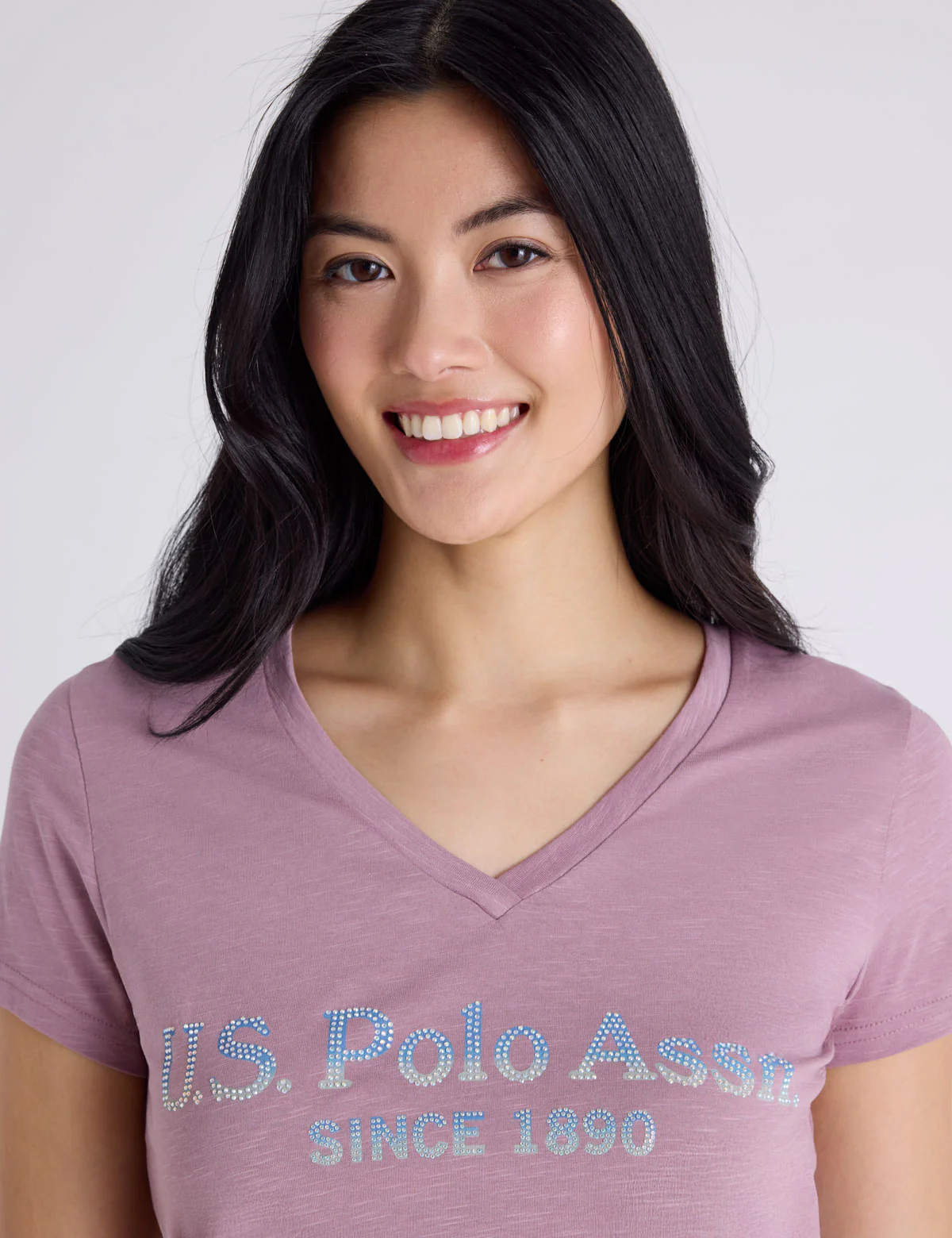 OMBRE V-NECK STRONE PRINT T-SHIRT
