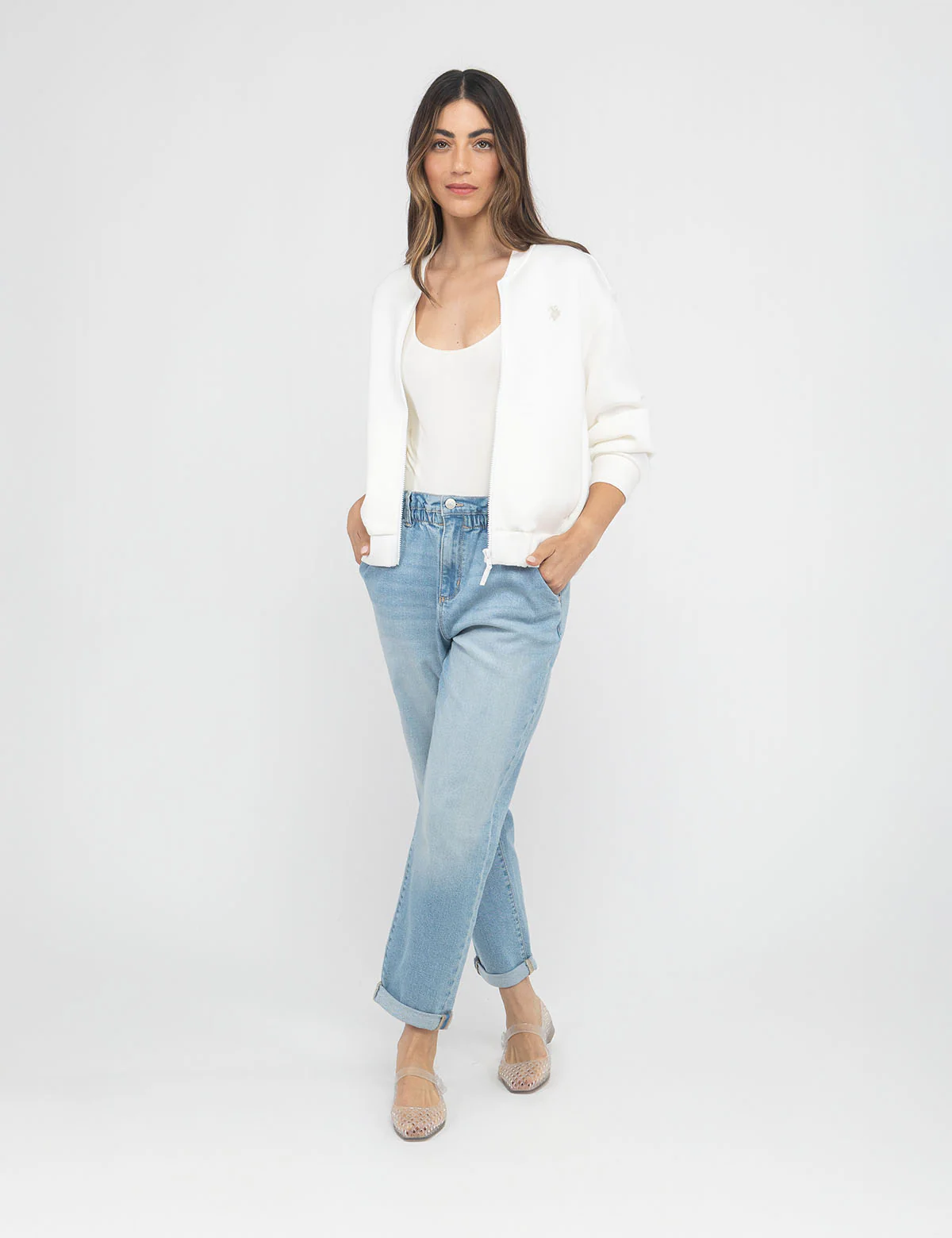 HIGH RISE PAPERBAG CROPPED JEANS