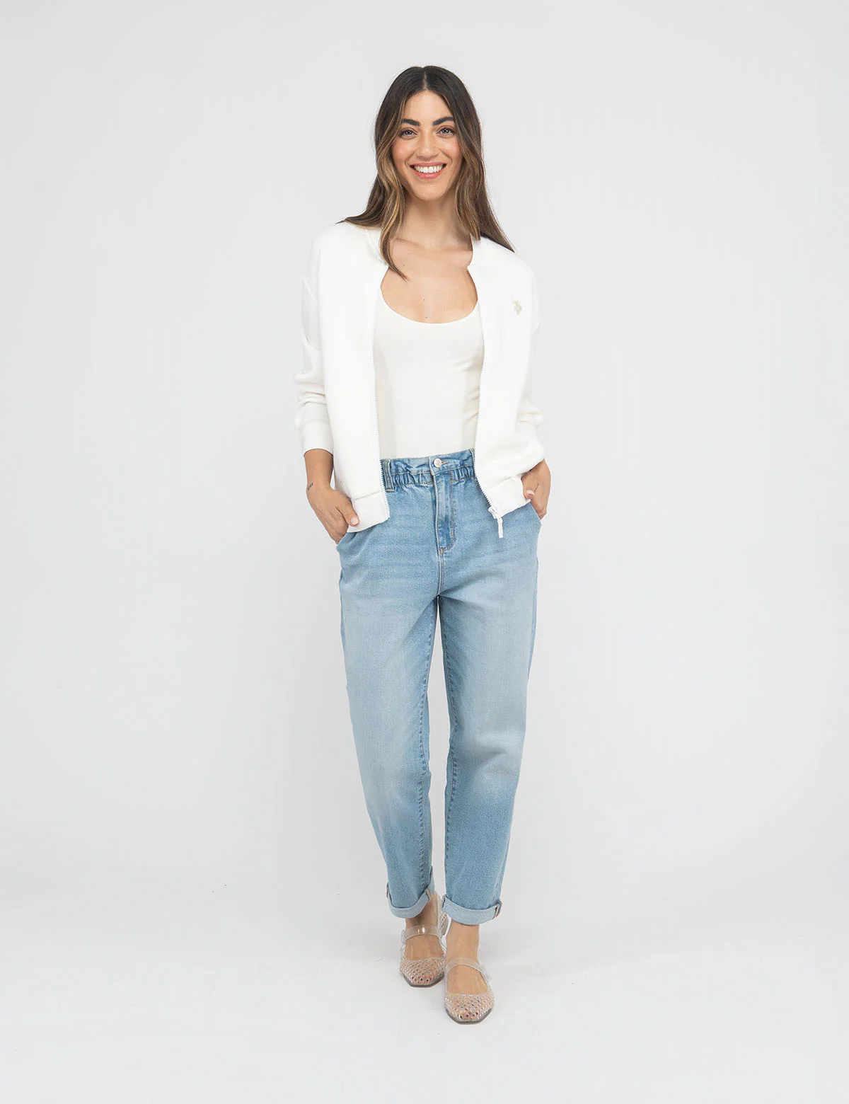 HIGH RISE PAPERBAG CROPPED JEANS