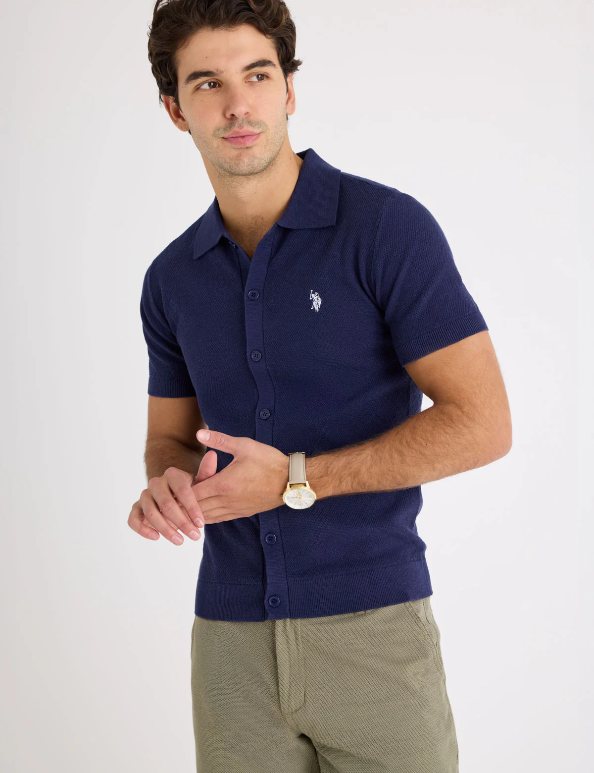 637-button-front-seed-stitch-cotton-slub-polo-shirt-1.webp BUTTON FRONT SEED STITCH COTTON SLUB POLO SHIRT