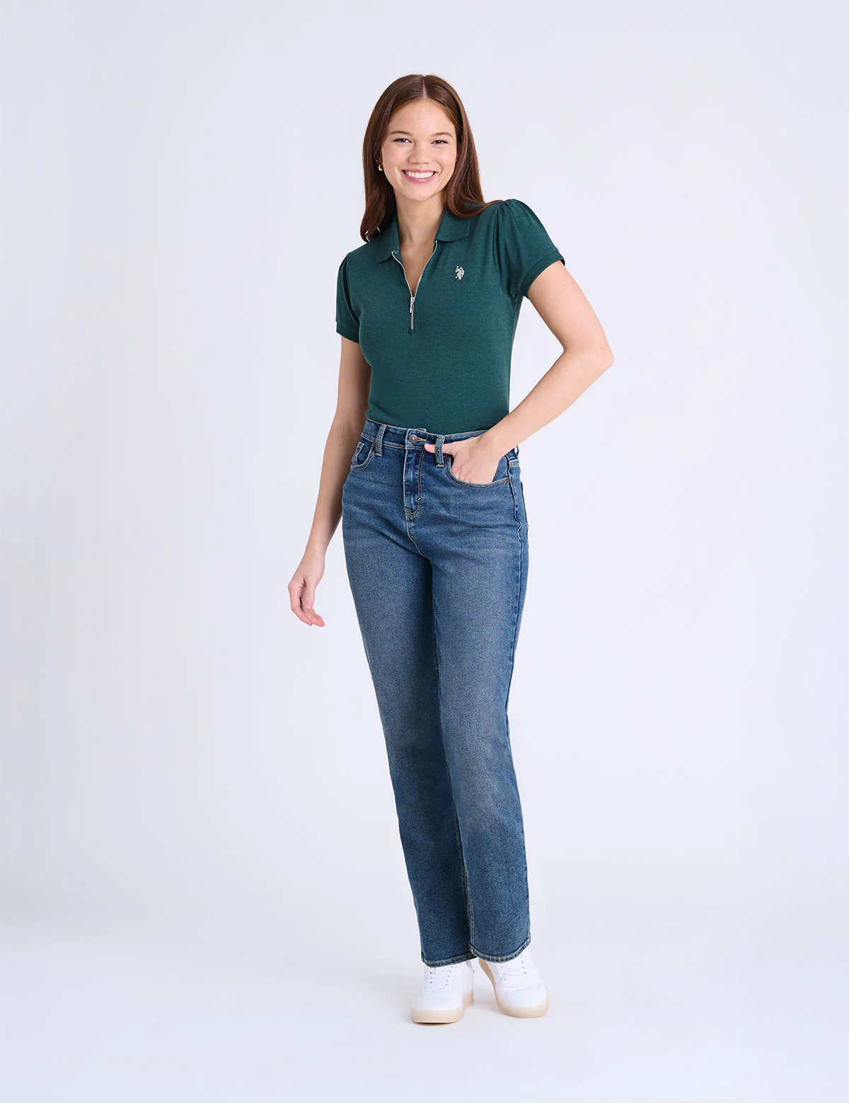 727-half-zip-puff-sleeve-heather-polo-shirt-13.webp HALF ZIP PUFF SLEEVE HEATHER POLO SHIRT