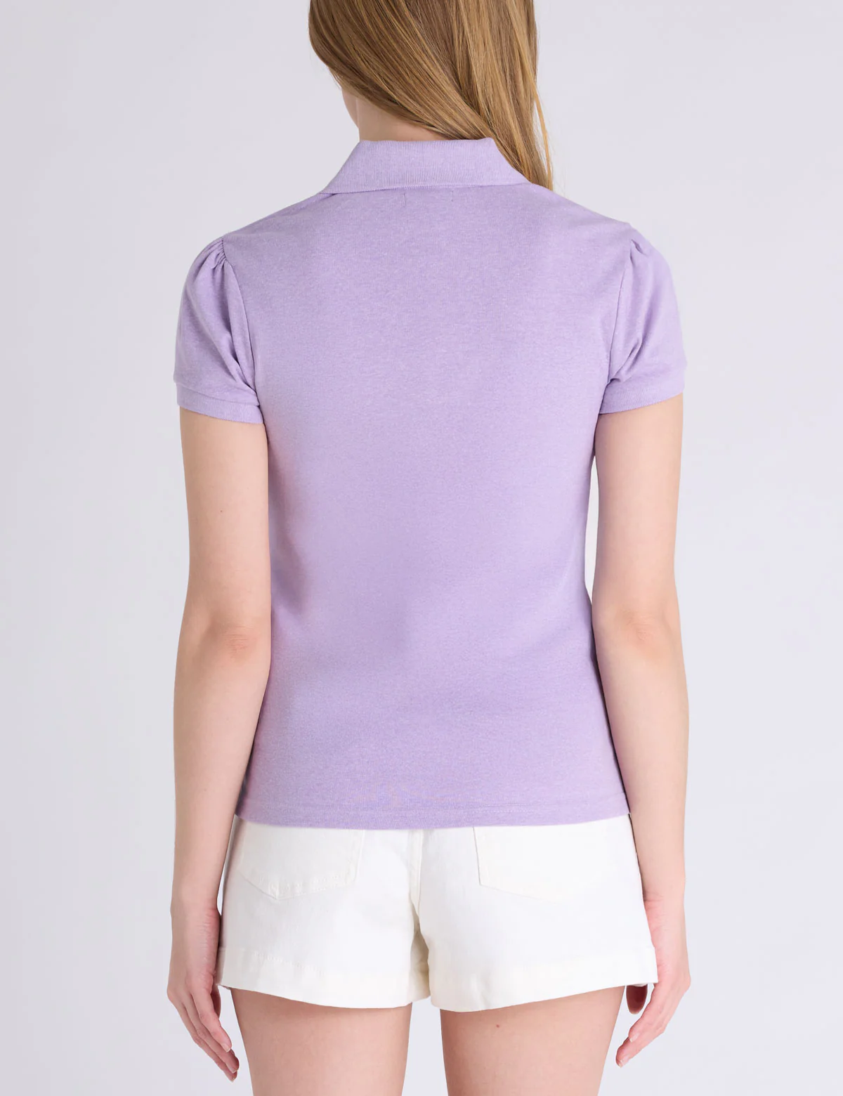 727-half-zip-puff-sleeve-heather-polo-shirt-3.webp HALF ZIP PUFF SLEEVE HEATHER POLO SHIRT