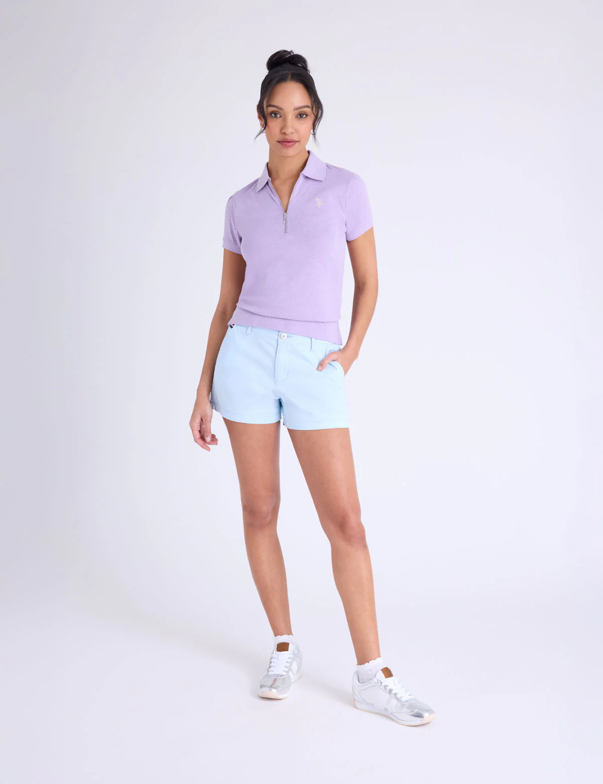 727-half-zip-puff-sleeve-heather-polo-shirt-5.webp HALF ZIP PUFF SLEEVE HEATHER POLO SHIRT