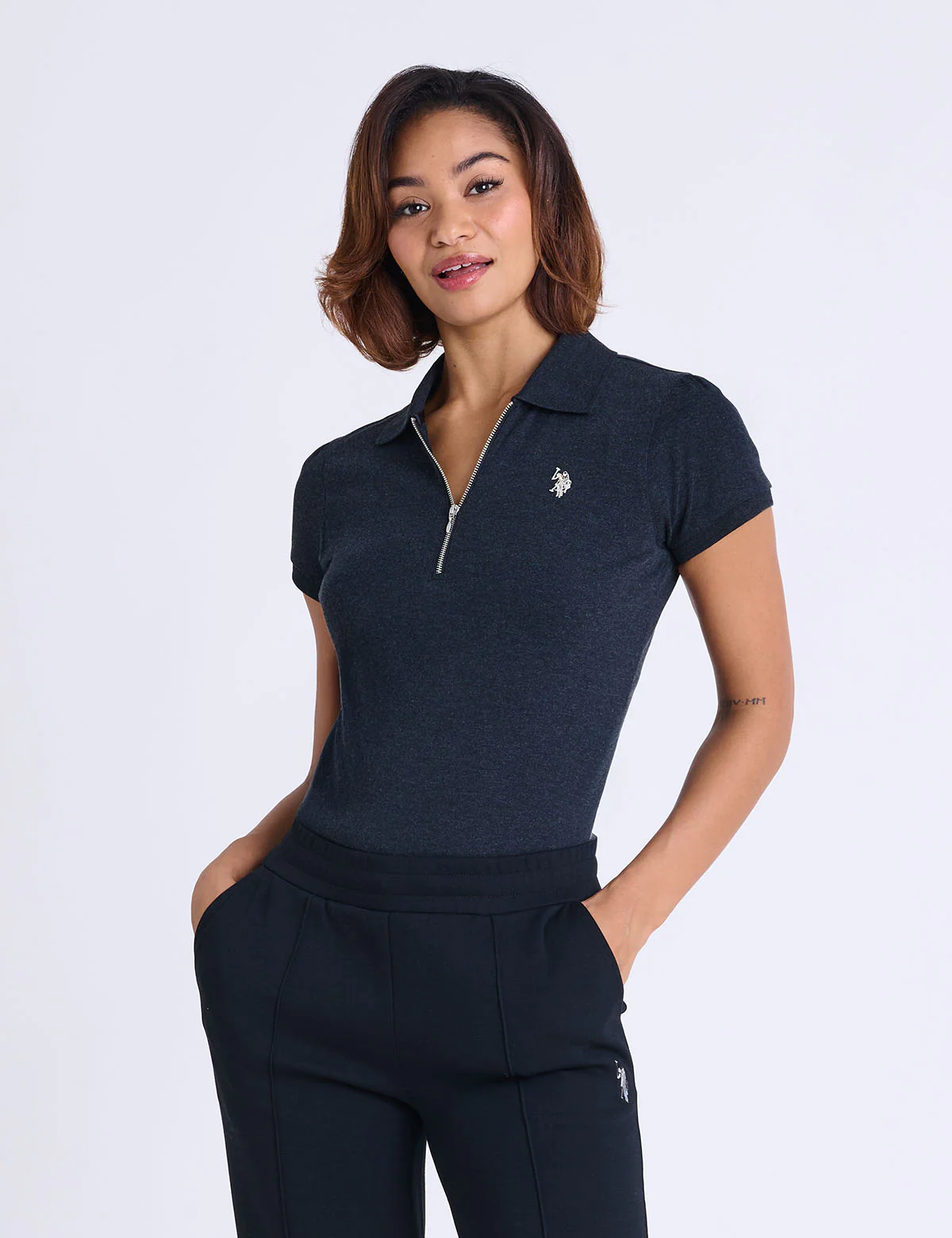727-half-zip-puff-sleeve-heather-polo-shirt-6.webp HALF ZIP PUFF SLEEVE HEATHER POLO SHIRT